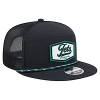 Men's New Era Black New York Jets Ripstop Patch 9FIFTY Split Panel Snapback Hat