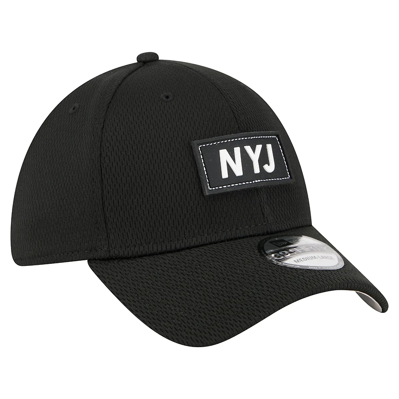 Casquette New Era noire 39THIRTY Flex des York Jets pour homme
