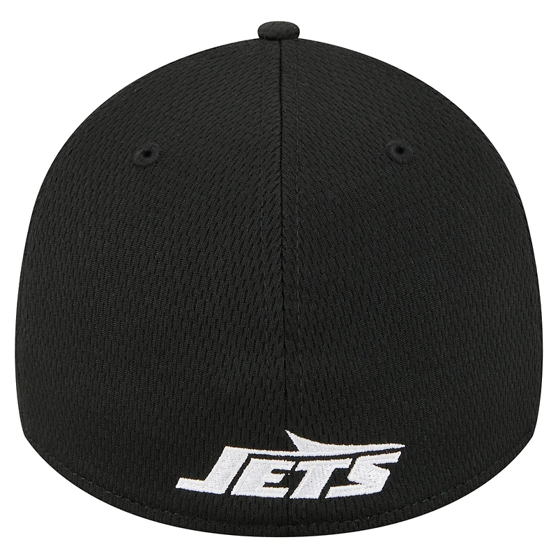 Casquette New Era noire 39THIRTY Flex des York Jets pour homme