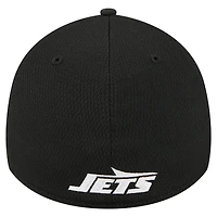 Casquette New Era noire 39THIRTY Flex des York Jets pour homme
