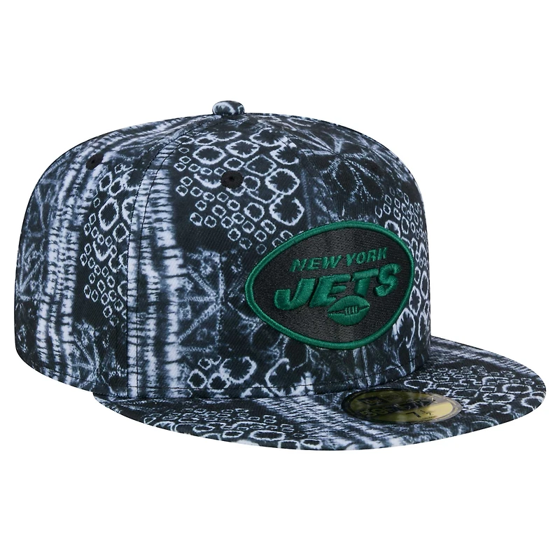 Casquette ajustée Shibori 59FIFTY New York Jets Era noire pour hommes