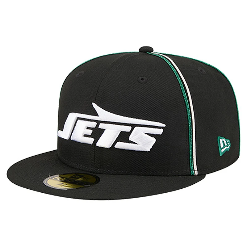 Men's New Era Black York Jets Soutache 59FIFTY Fitted Hat