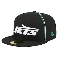 Men's New Era Black York Jets Soutache 59FIFTY Fitted Hat