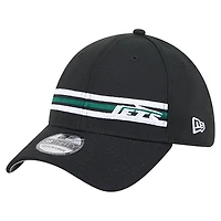 Men's New Era Black York Jets Stripes 39THIRTY Flex Hat