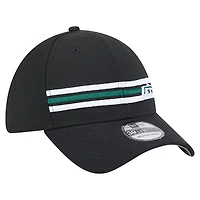 Casquette New Era 39THIRTY Flex noire à rayures des York Jets pour homme
