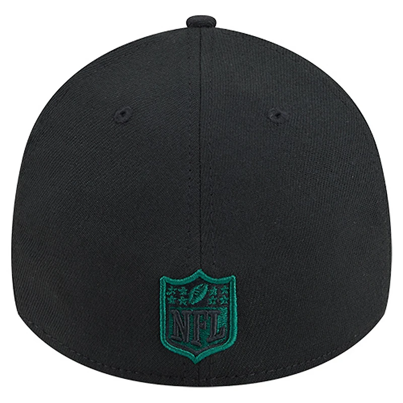 Men's New Era Black York Jets Stripes 39THIRTY Flex Hat