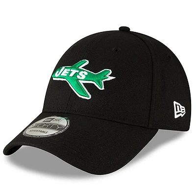 Casquette ajustable New Era noire pour homme New York Jets The League Throwback 9FORTY