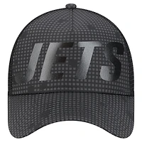 Casquette ajustable New Era New York Jets Throwback Midnight Ink Tonal Text A-Frame Trucker 9FORTY pour homme