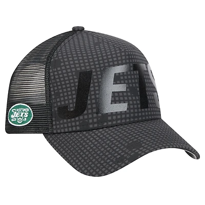 Casquette ajustable New Era New York Jets Throwback Midnight Ink Tonal Text A-Frame Trucker 9FORTY pour homme