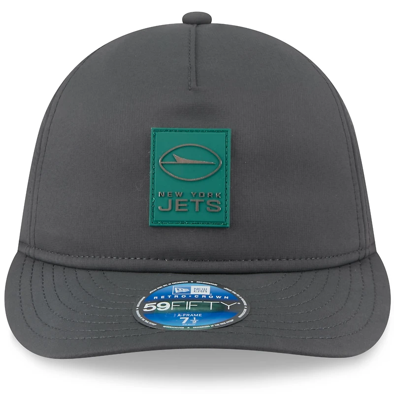 Men's New Era Charcoal York Jets 2025 Sideline Cold Weather Retro Crown 59FIFTY Fitted Hat
