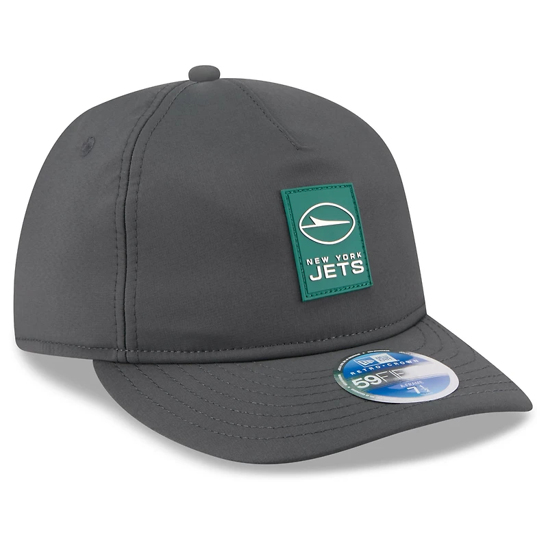 Men's New Era Charcoal York Jets 2025 Sideline Cold Weather Retro Crown 59FIFTY Fitted Hat