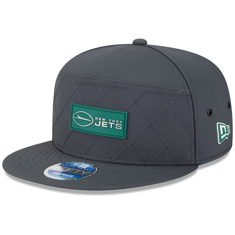 Casquette snapback 9FIFTY à panneau fendu New Era anthracite New York Jets 2025 pour homme