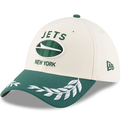 Casquette New Era 39THIRTY Flex crème/verte pour homme des York Jets, draft NFL 2025