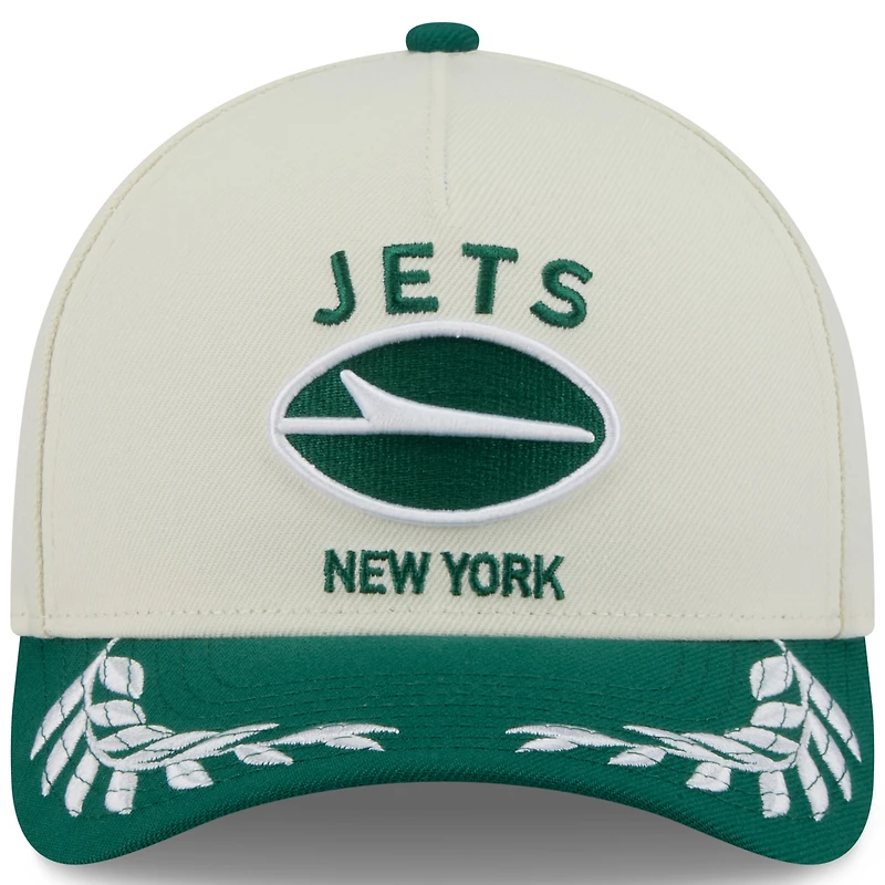 Casquette ajustable New Era 9FORTY A-Frame M-Crown pour homme, crème/vert, New York Jets, draft NFL 2025