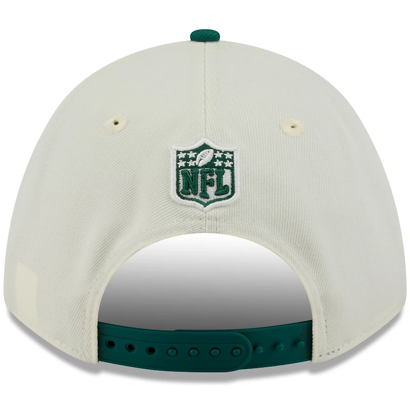 Men's New Era Cream/Green New York Jets 2025 NFL Draft 9FORTY A-Frame M-Crown Adjustable Hat