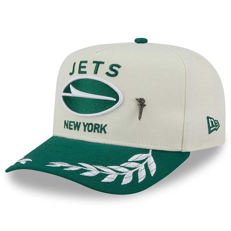 Men's New Era Cream/Green York Jets 2025 NFL Draft A-Frame 59FIFTY Fitted Hat