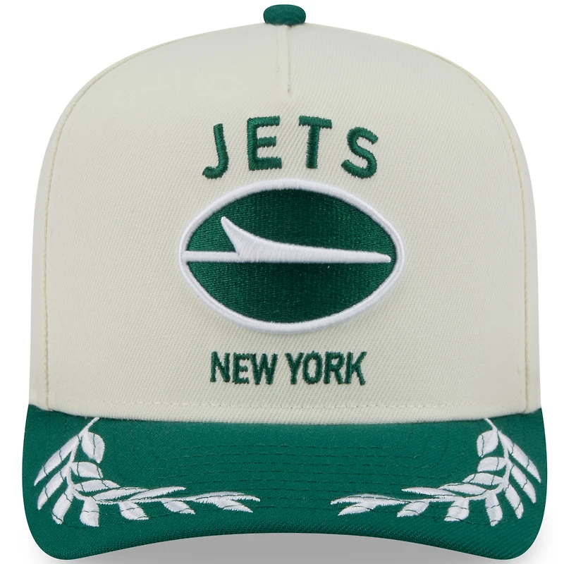 Men's New Era  Cream/Green New York Jets 2025 NFL Draft A-Frame 9FIFTY Snapback Hat