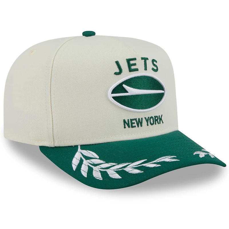 Men's New Era  Cream/Green New York Jets 2025 NFL Draft A-Frame 9FIFTY Snapback Hat