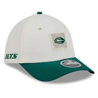 Casquette New Era Flex crème/verte pour homme, York Jets, camp d'entraînement NFL 2026, modèle 39THIRTY