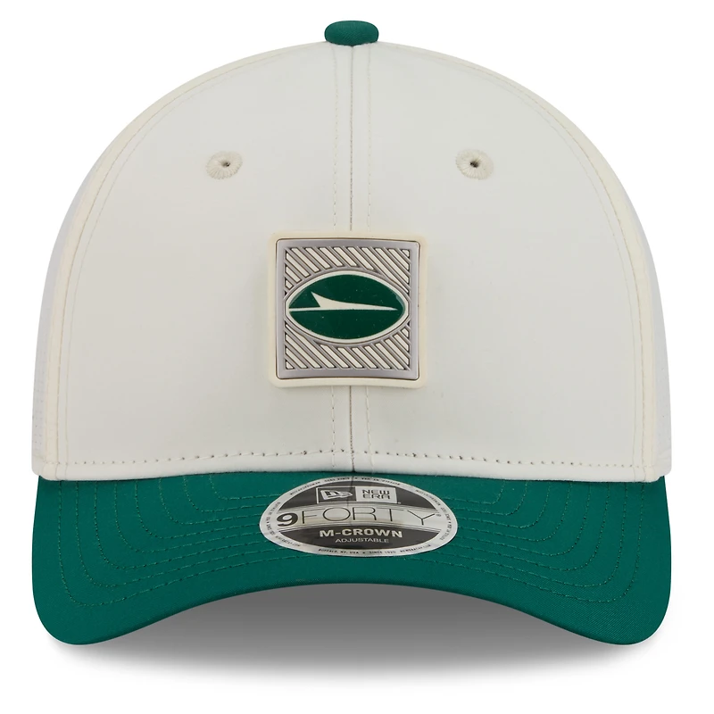 Men's New Era Cream/Green New York Jets 2026 NFL Training Camp 9FORTY Adjustable Hat
