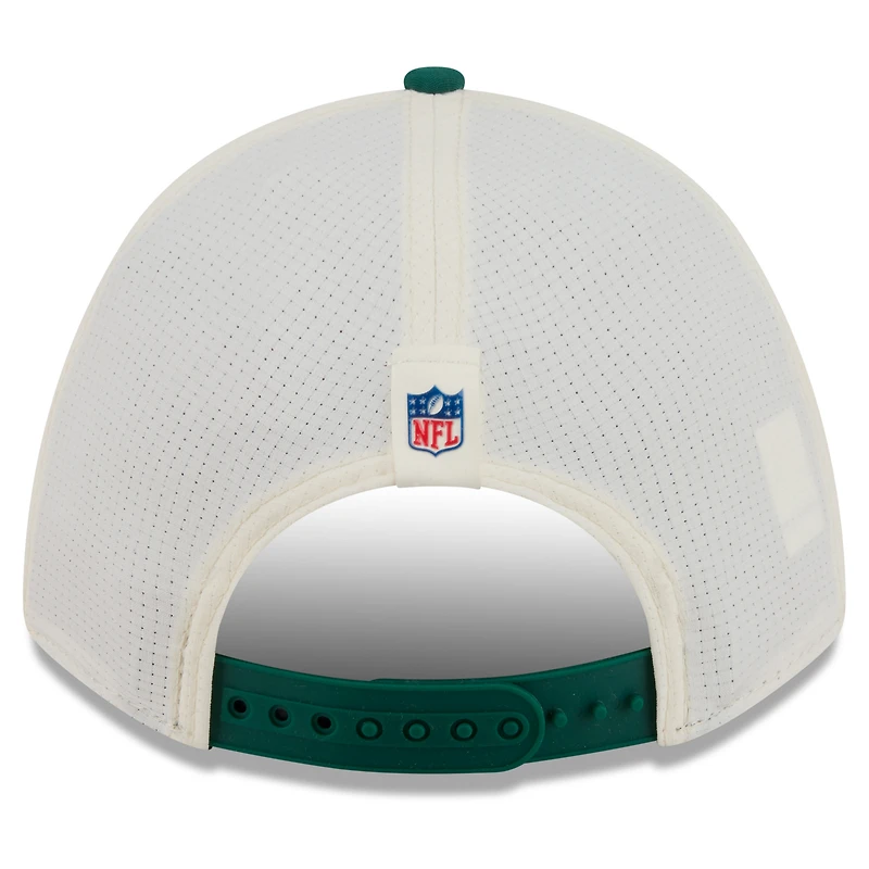 Casquette ajustable New Era crème/verte pour homme New York Jets, camp d'entraînement NFL 2026, modèle 9FORTY