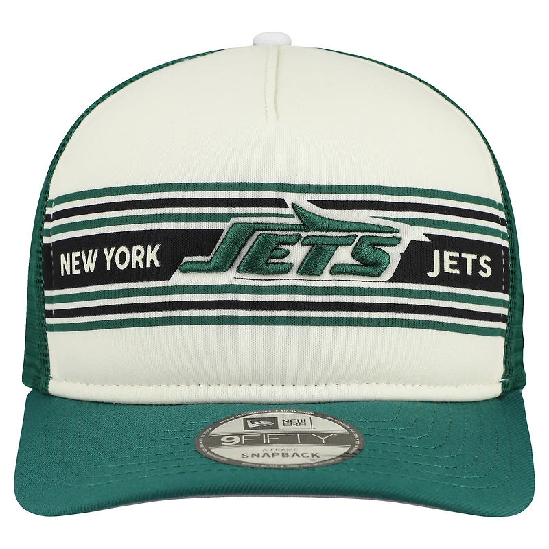 Men's New Era  Cream/Green New York Jets Banner A-Frame 9FIFTY Snapback Hat