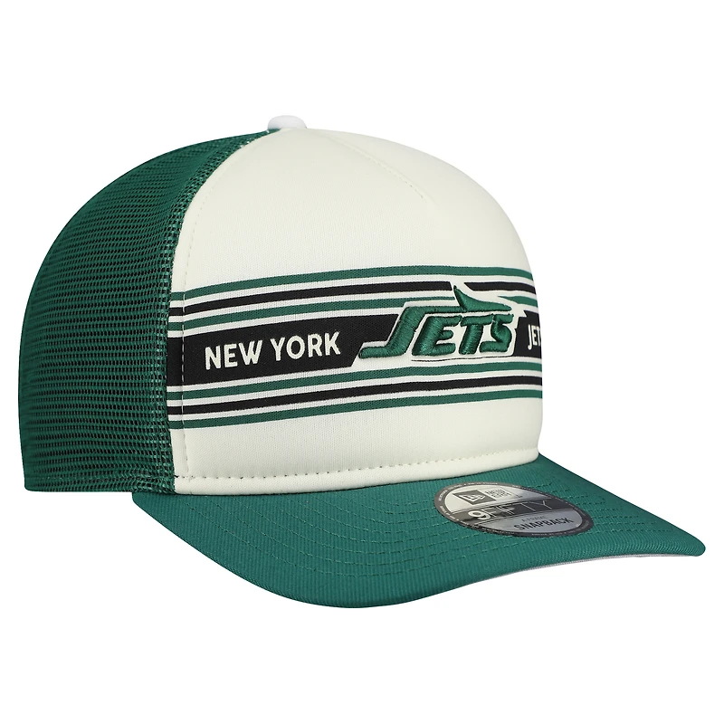 Men's New Era  Cream/Green New York Jets Banner A-Frame 9FIFTY Snapback Hat