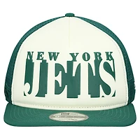 Men's New Era Cream/Green New York Jets  Cutout A-Frame 9FIFTY Snapback Hat