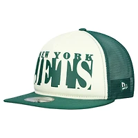 Men's New Era Cream/Green New York Jets  Cutout A-Frame 9FIFTY Snapback Hat