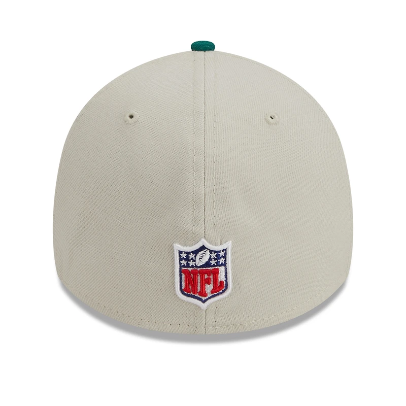 Men's New Era Cream/Kelly Green York Jets 2023 Sideline Historic 39THIRTY Flex Hat