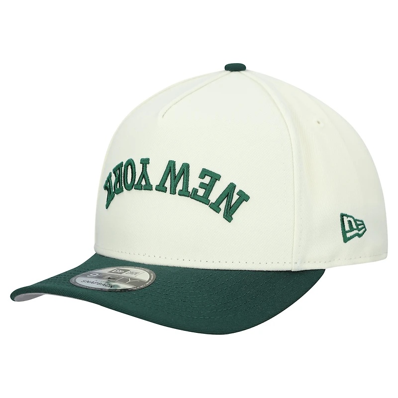 Men's New Era Cream New York Jets Upside Down 9FIFTY A-Frame Snapback Hat
