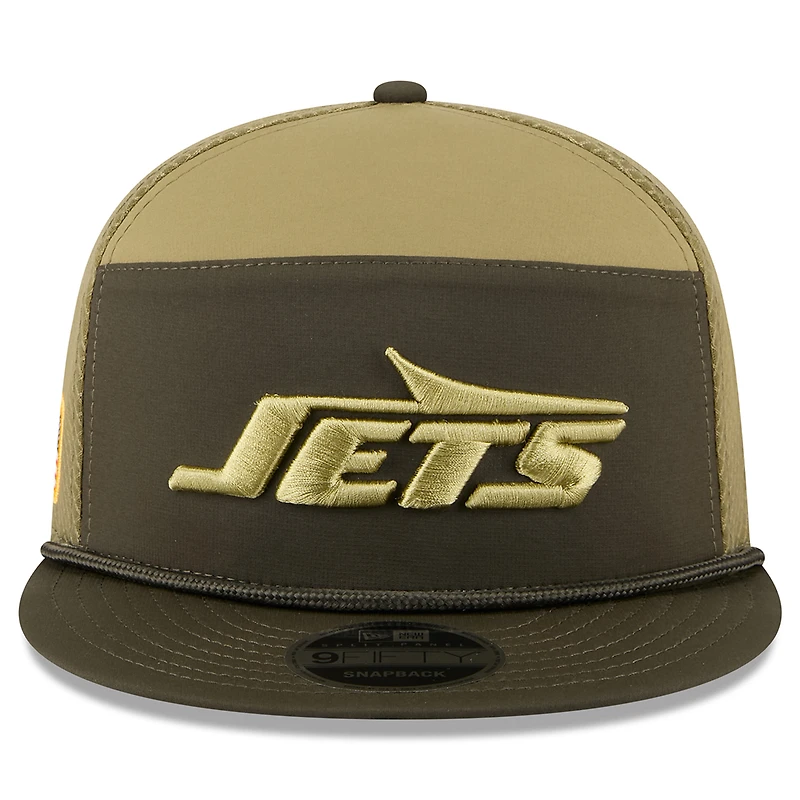 Men's New Era Dark Green New York Jets 2025 Salute to Service Split Panel 9FIFTY Snapback Hat