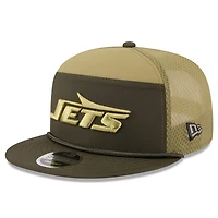 Casquette snapback New Era 9FIFTY vert foncé pour homme, New York Jets 2025 Salute to Service, à panneaux séparés