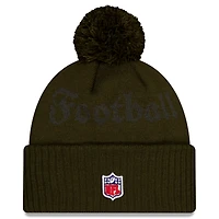 Bonnet tricoté à revers et pompon pour homme New Era Gotham Green New York Jets 2025 Rivalries Collection