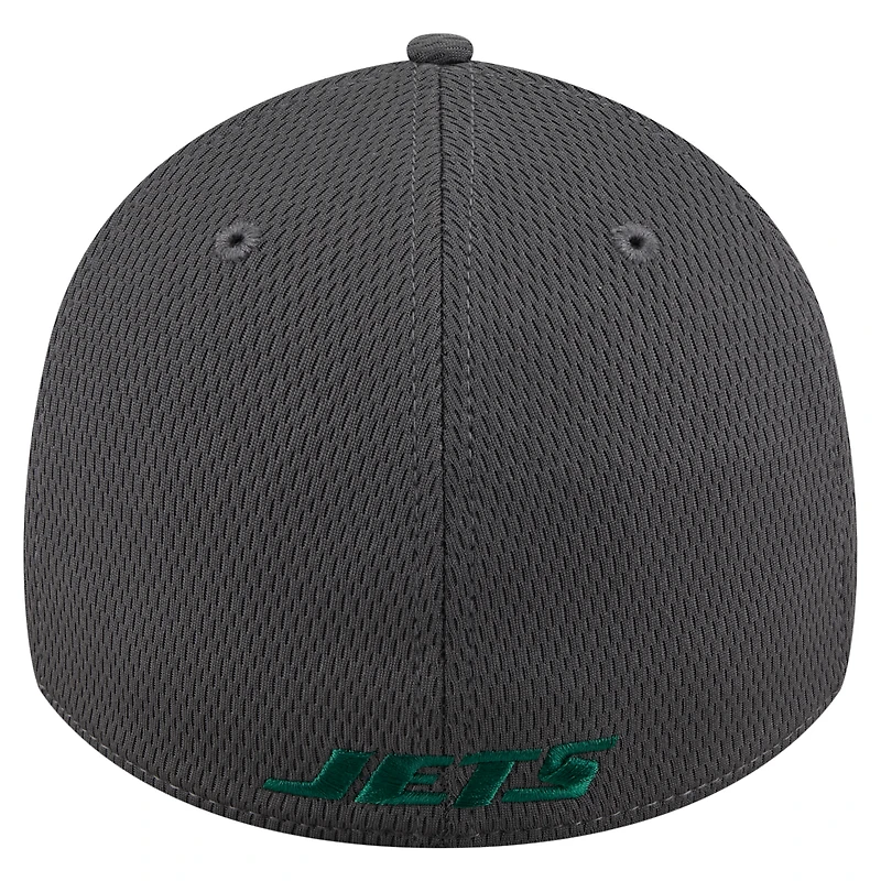 Men's New Era Graphite York Jets  Main 39THIRTY Flex Hat