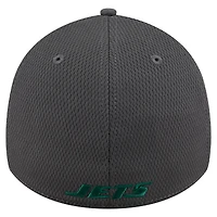 Men's New Era Graphite York Jets  Main 39THIRTY Flex Hat