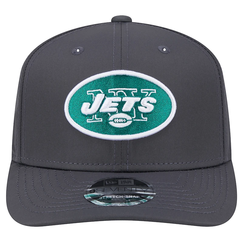 Casquette extensible à boutons-pression New Era Graphite New York Jets Main 9SEVENTY pour homme