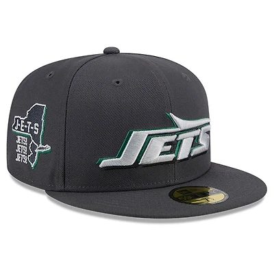 Casquette ajustée 59FIFTY New Era Graphite York Jets pour homme, repêchage officiel de la NFL 2024 sur scène
