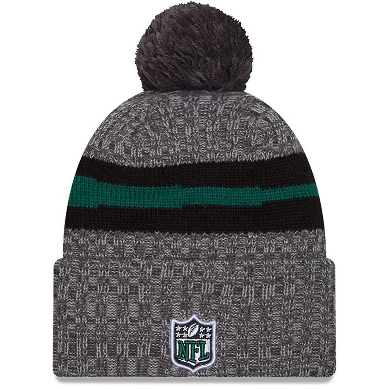 Bonnet en tricot à pompon à revers New Era New York Jets 2023 Sideline Sport pour hommes