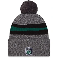 Bonnet en tricot à pompon à revers New Era New York Jets 2023 Sideline Sport pour hommes