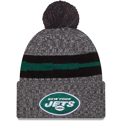 Bonnet en tricot à pompon à revers New Era New York Jets 2023 Sideline Sport pour hommes