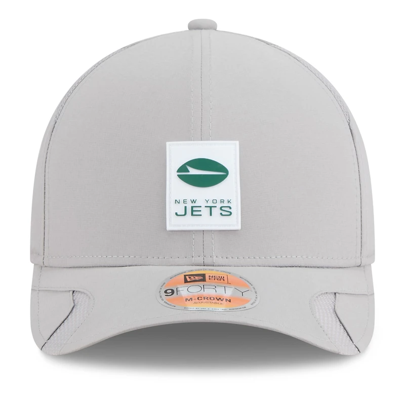 Casquette ajustable New Era grise New York Jets 2025 Sideline M-Crown 9FORTY pour homme