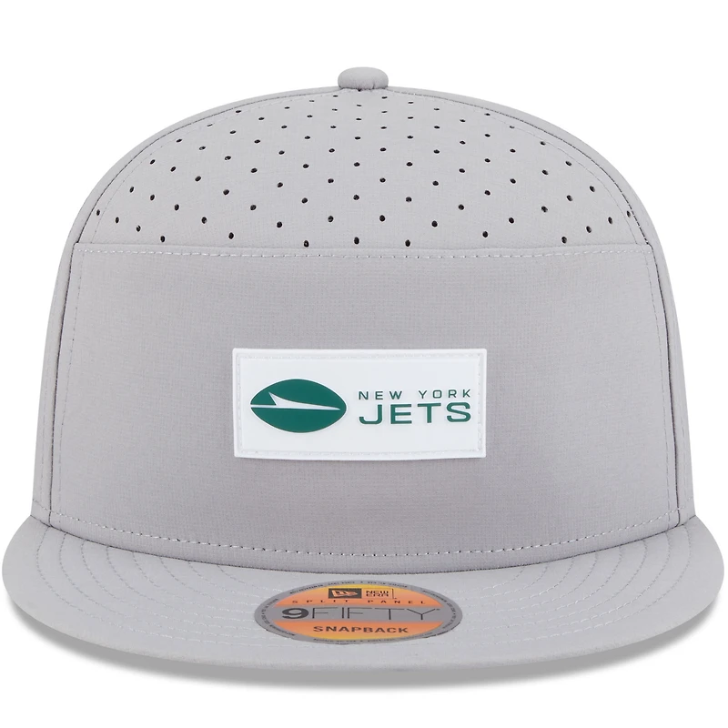 Men's New Era Gray New York Jets 2025 Sideline  Split Panel 9FIFTY Snapback Hat