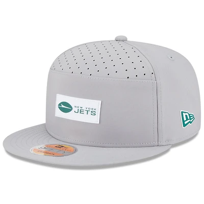 Casquette snapback 9FIFTY grise New Era pour homme, modèle 2025 des New York Jets, à panneau fendu