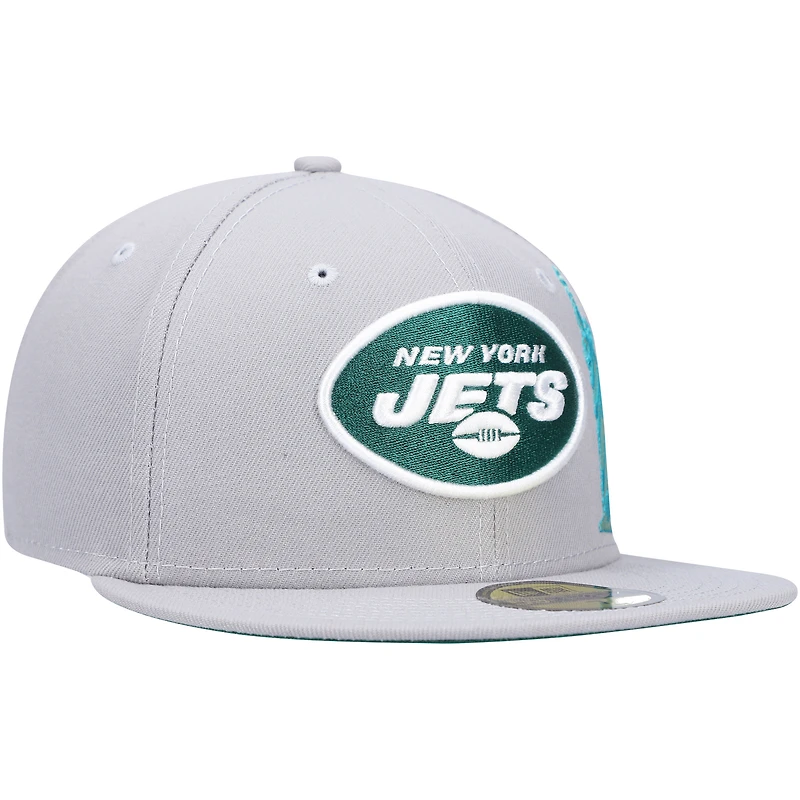Men's New Era Gray York Jets City Describe 59FIFTY Fitted Hat