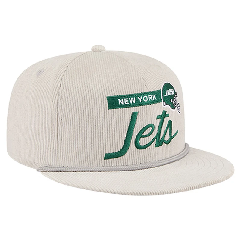 Men's New Era Gray New York Jets Cord Rope Corduroy 9FIFTY Snapback Hat