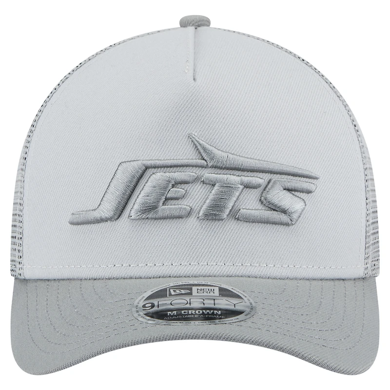 Casquette ajustable A-Frame Trucker 9FORTY Domain New Era grise pour homme des New York Jets