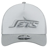 Casquette ajustable A-Frame Trucker 9FORTY Domain New Era grise pour homme des New York Jets
