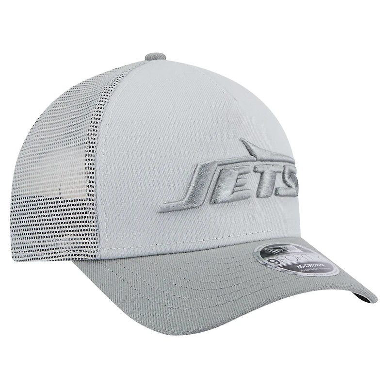 Casquette ajustable A-Frame Trucker 9FORTY Domain New Era grise pour homme des New York Jets