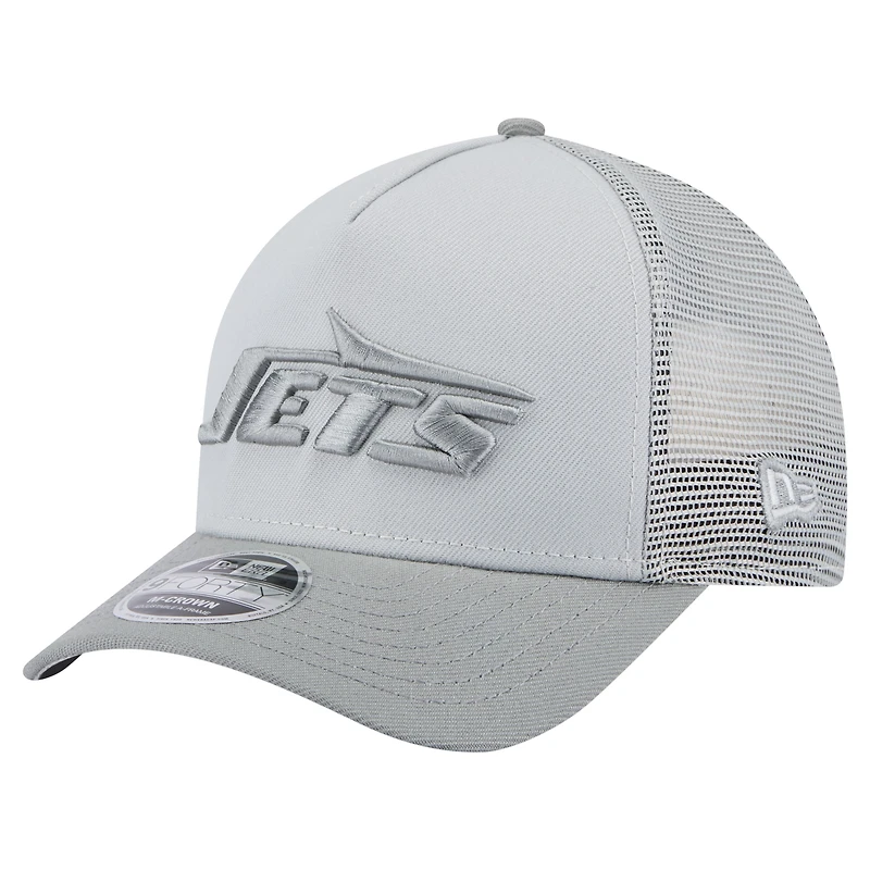 Casquette ajustable A-Frame Trucker 9FORTY Domain New Era grise pour homme des New York Jets